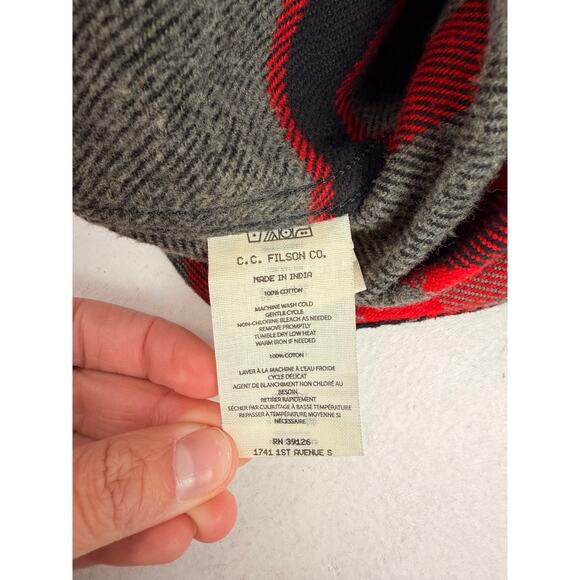 Filson Vintage Style Flannel Work Shirt | Red, Gray & Black | Men's Sz L - Picture 6 of 6